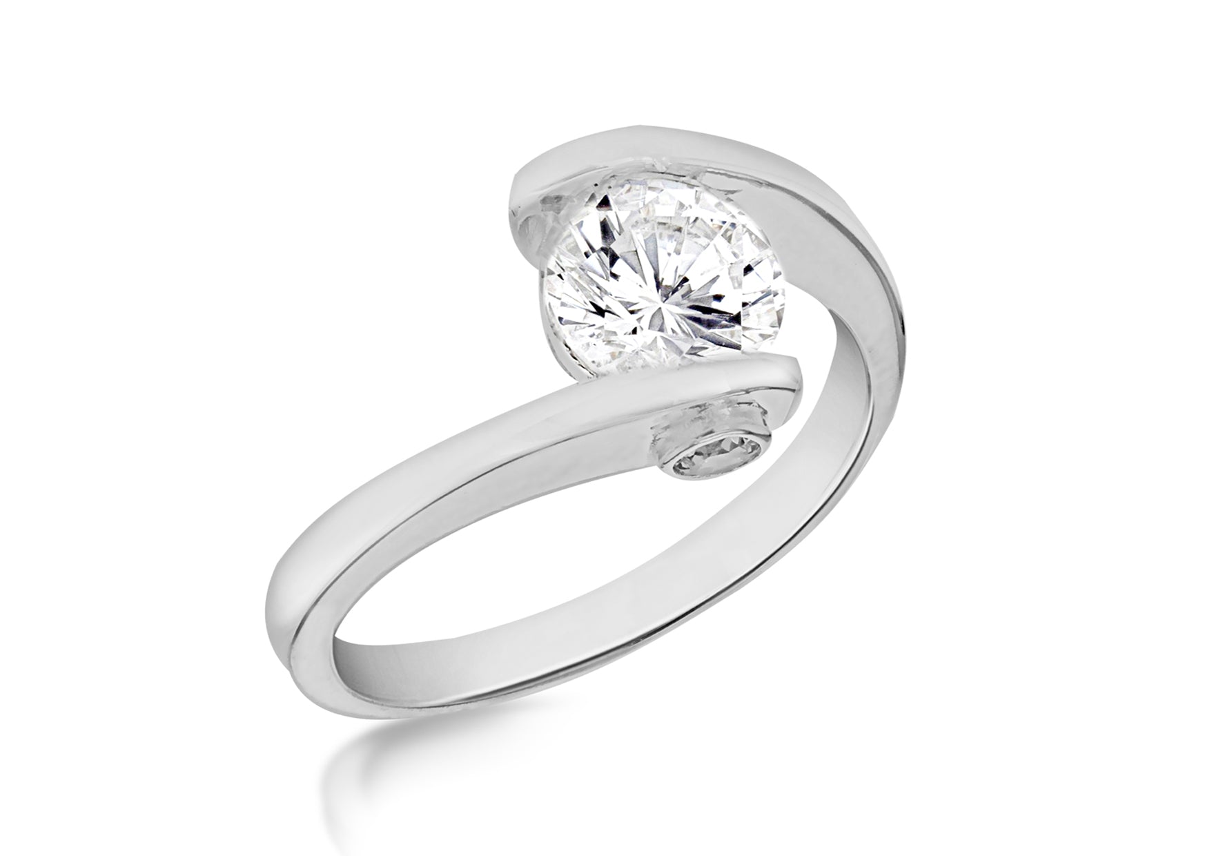 Sterling Silver Zirconia  Stone Set Crossover Ring