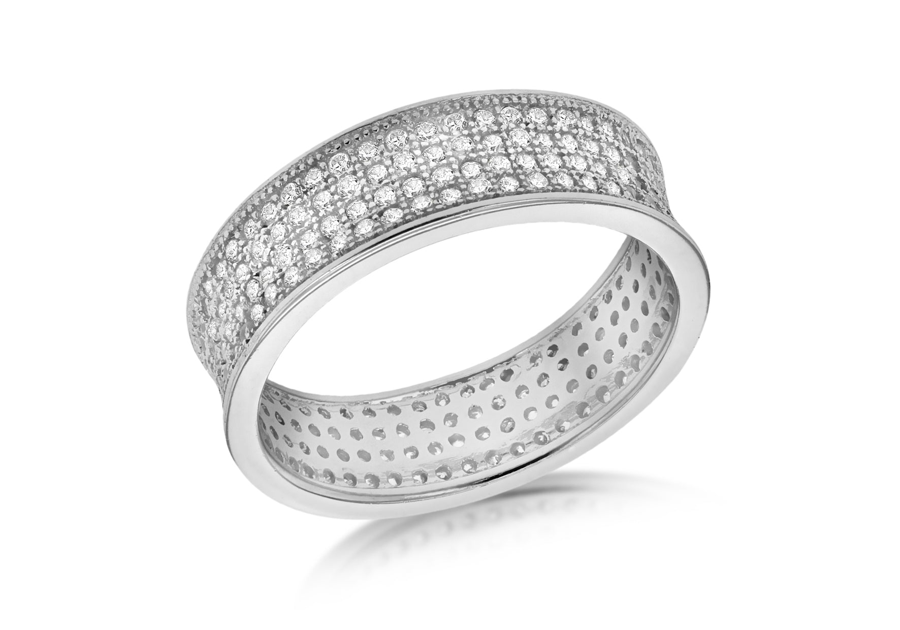 SILVER RHOD Zirconia 4ROW ETERN Ring