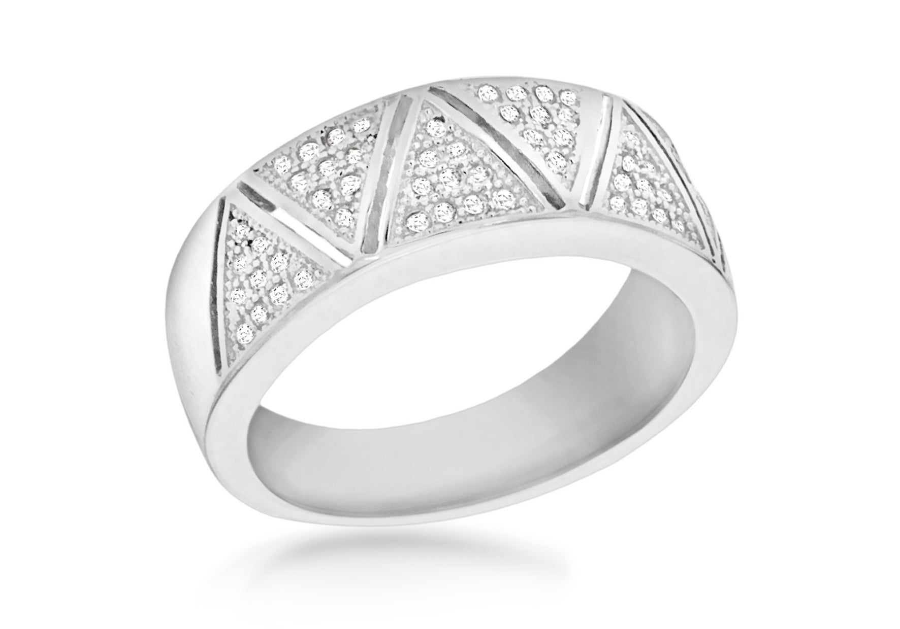 SILVER RHO Zirconia ZIGZAG BAND Ring