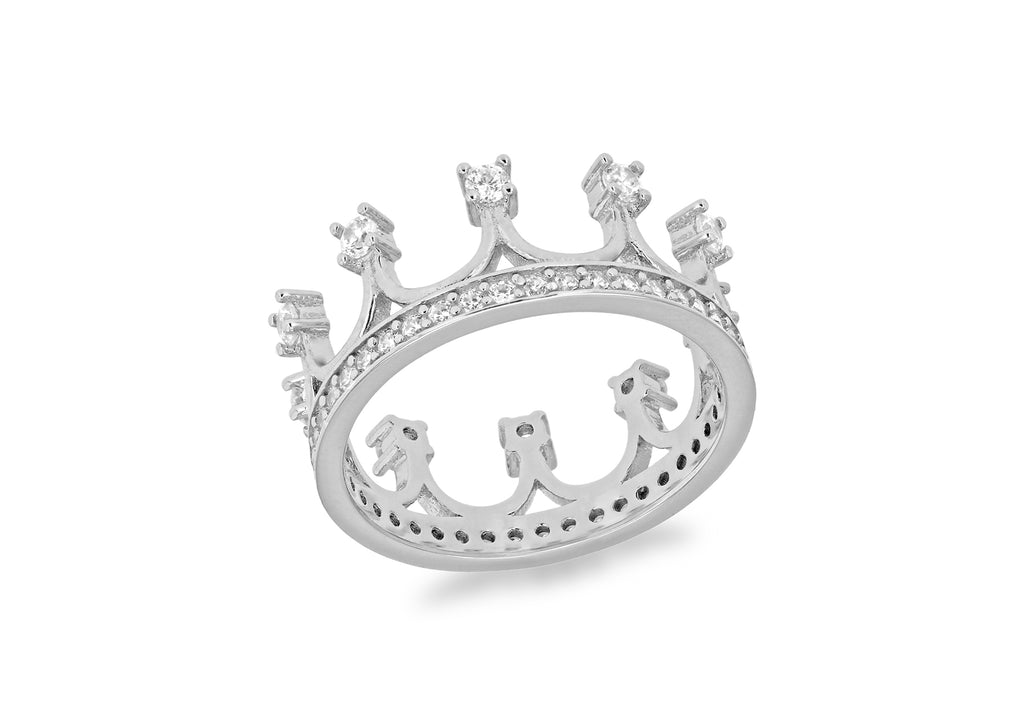 Sterling Silver White Zirconia Coronet Ring