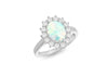 Opal & White Zirconia Sterling Silver Flower Cluster Ring