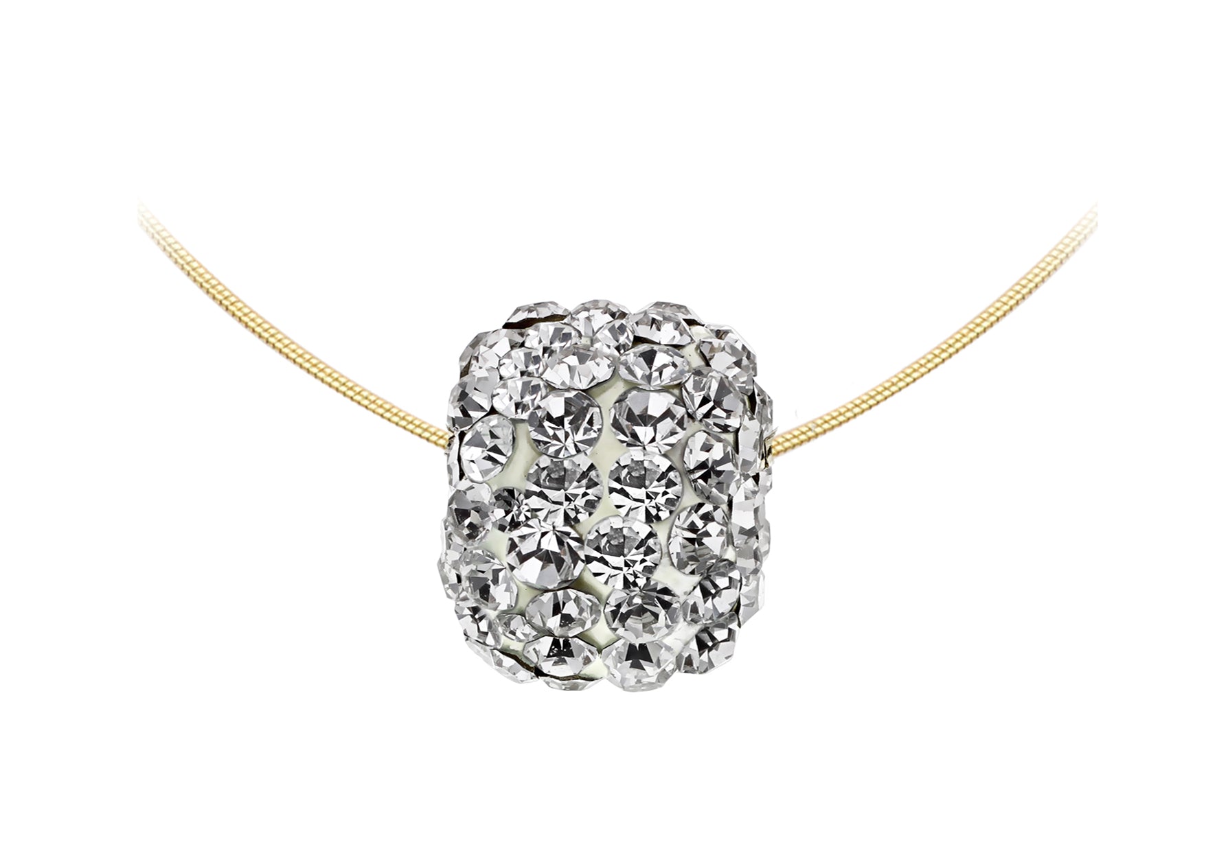 Sterling Silver Gold Plated Crystal Ball Necklace Pendant