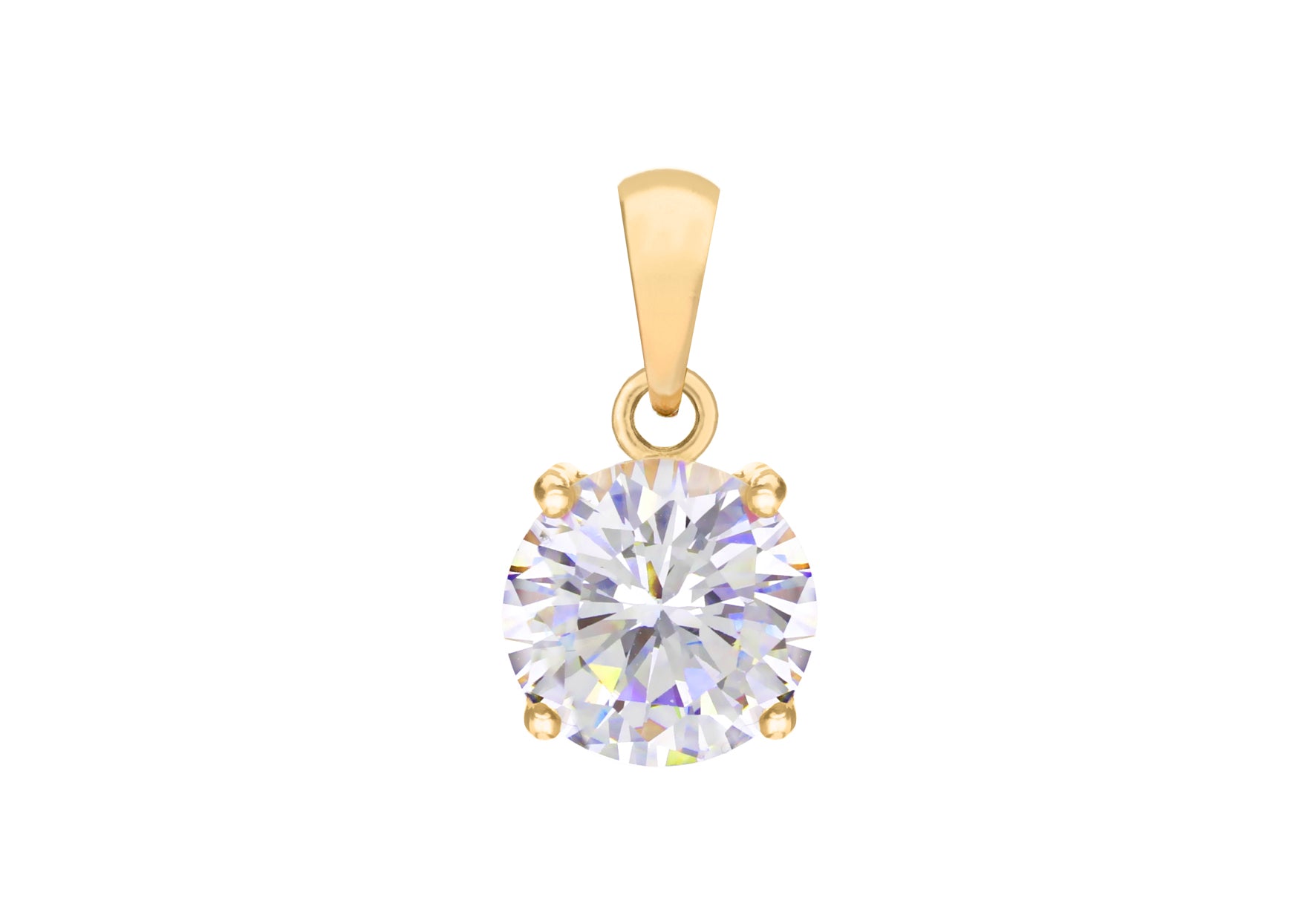 Sterling Silver Yellow Gold Plated Round Zirconia Stone Claw Pendant