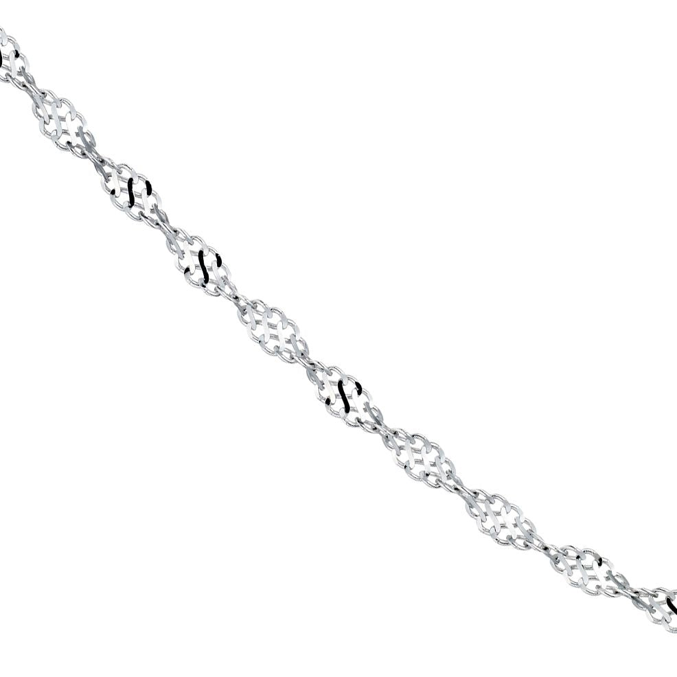 9ct White Gold 20 Twist Curb Chain
