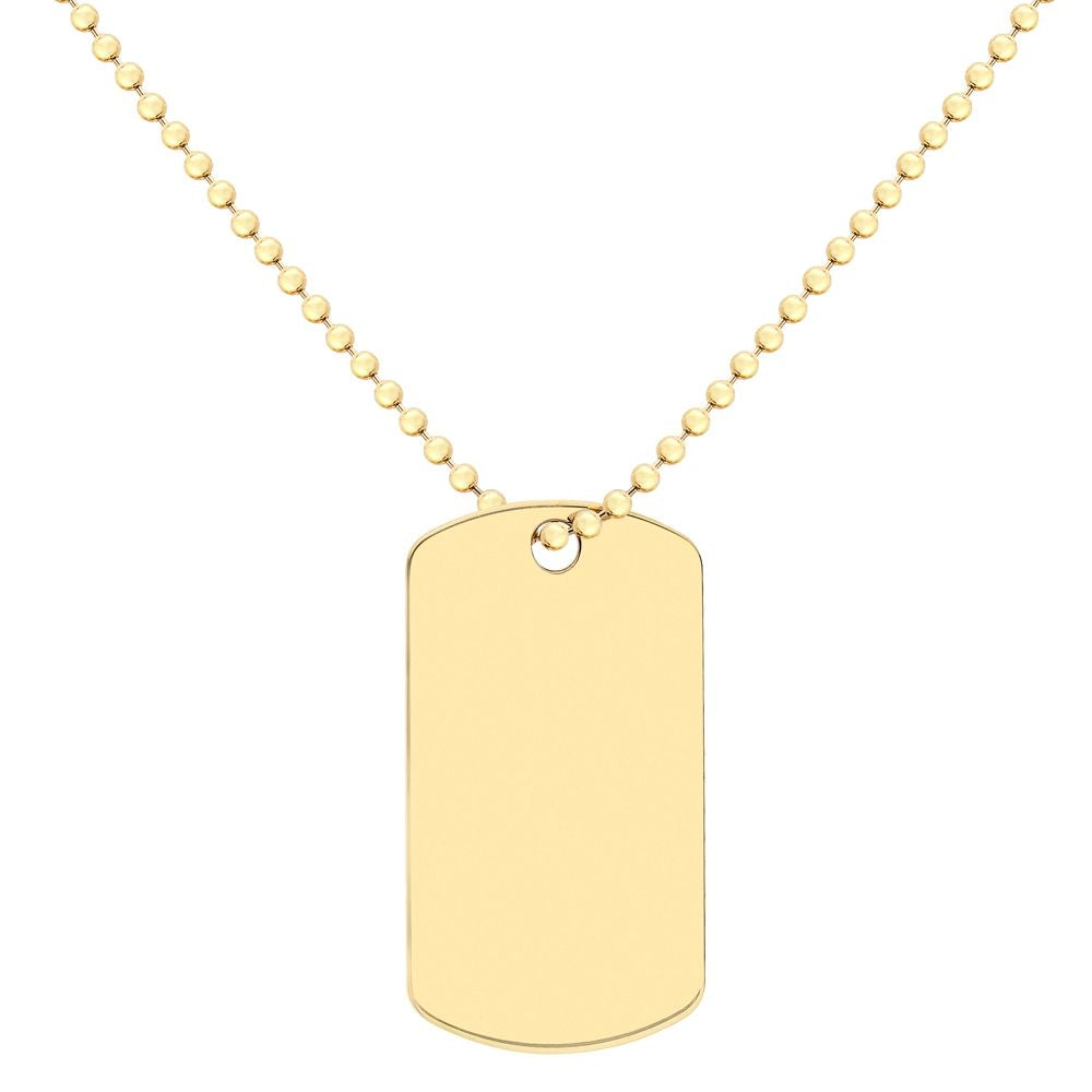 9ct Yellow Gold Dog Tag Ball Chain Necklace Harper Kendall