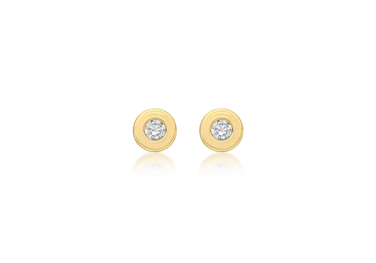 9ct Yellow Gold Zirconia 4.5mm DoughnCut Stud Earrings