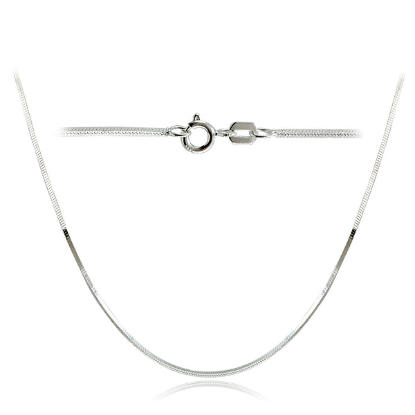 9ct White Gold Flat Square Snake Chain