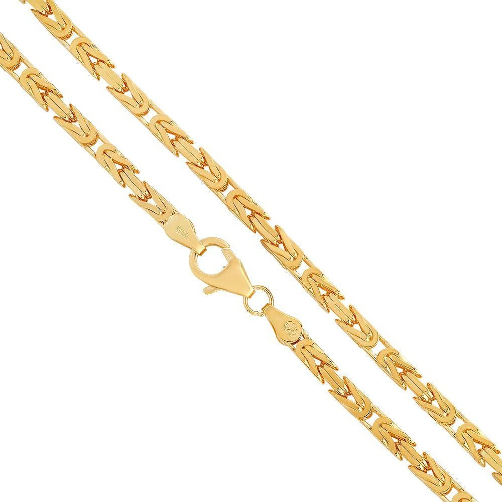 9ct Yellow Gold Square Byzantine Chain Necklace