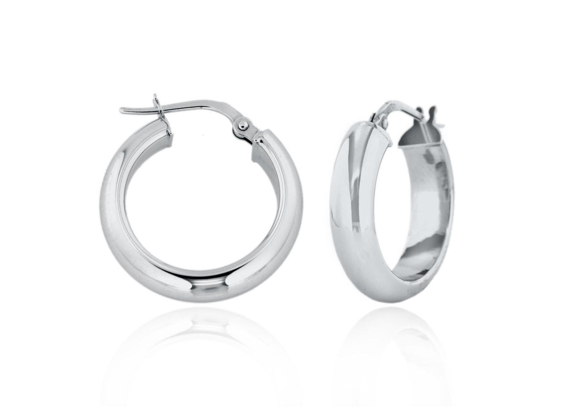 ct White Gold 19mm Chunky Domed Hoop Earrings