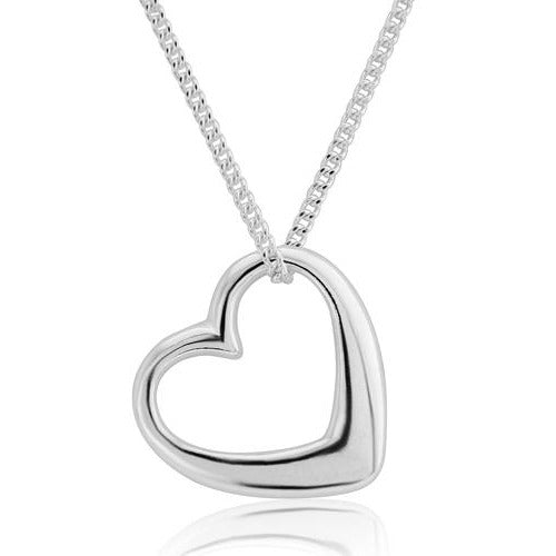 Sterling Silver 13mm Open Heart Pendant