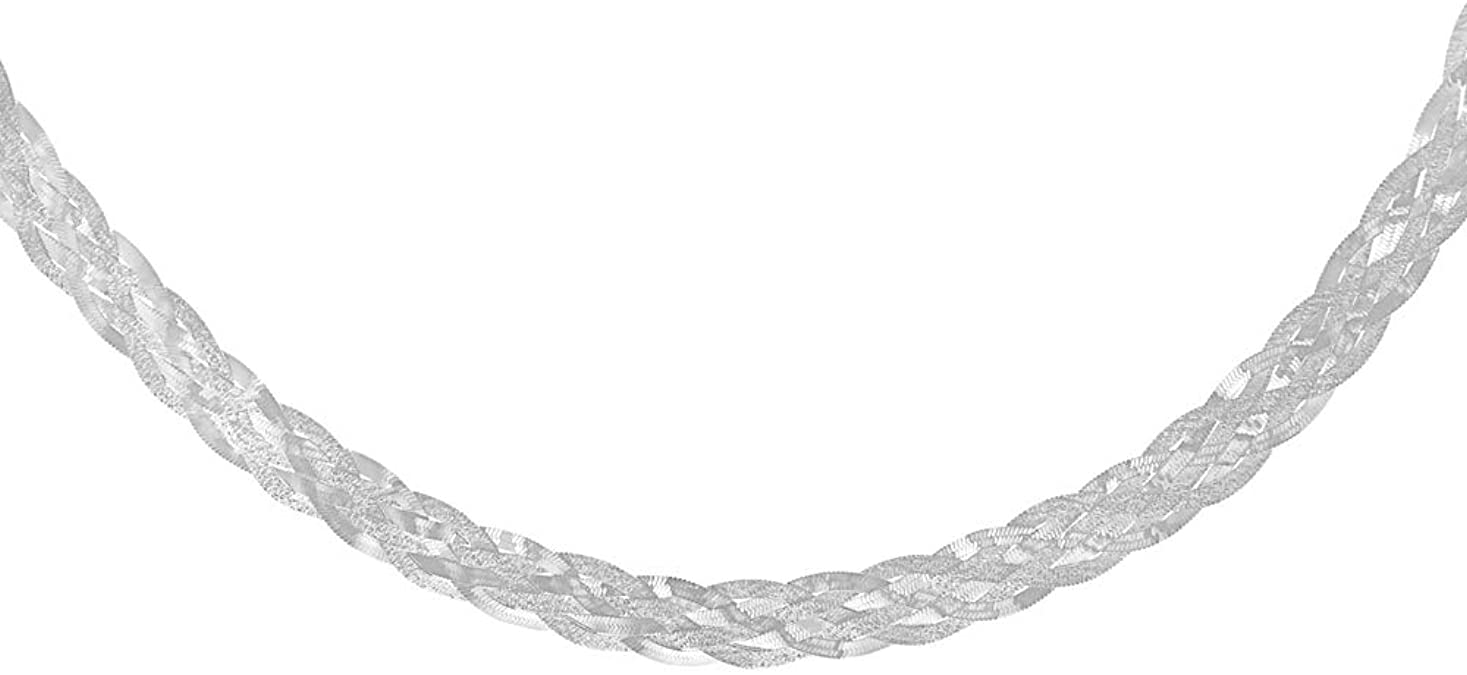 Sterling Silver Six Strand Plaited Herringbone Necklace