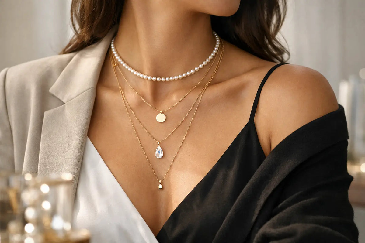 Necklace Layering for Necklines Made Elegant