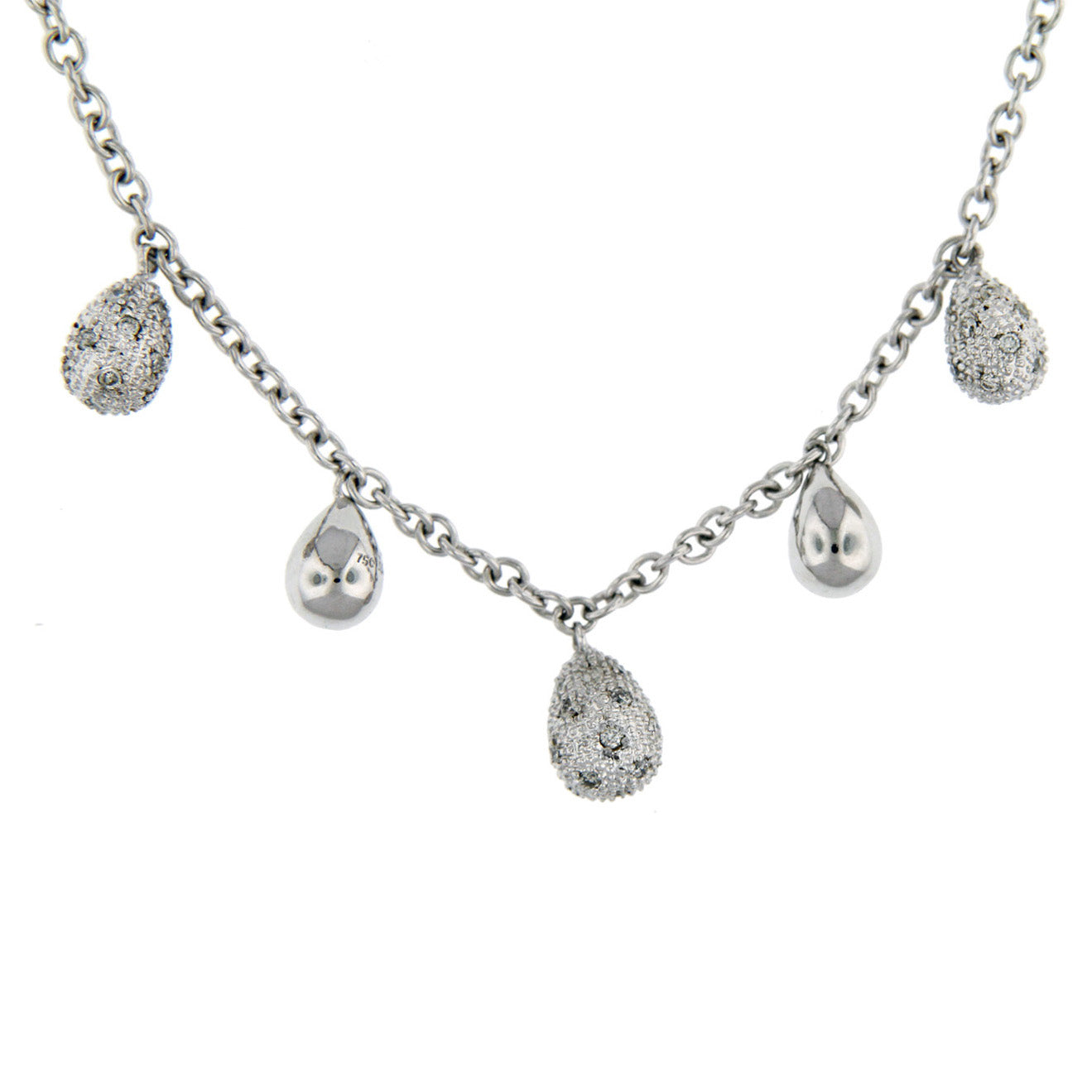 18ct White Gold 0.32ct Diamond Droplets Necklace