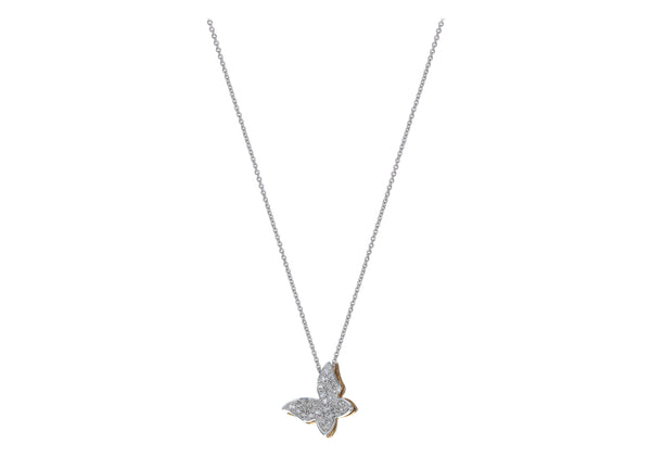 18ct White Gold 0.24ct Diamond Butterfly Necklace