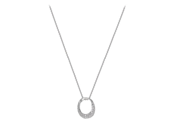18ct White Gold 0.17ct Open Oval Diamond Necklace