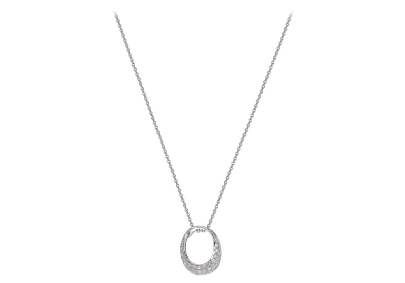 18ct White Gold 0.17ct Open Oval Diamond Necklace