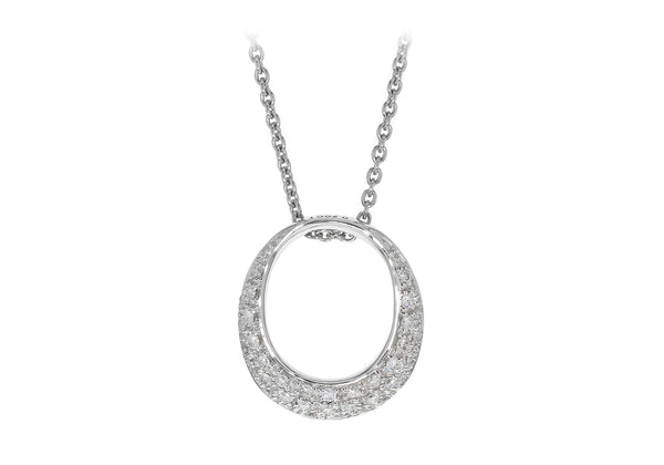 18ct White Gold 0.17ct Open Oval Diamond Necklace