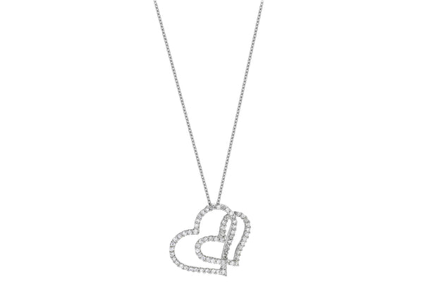 18ct White Gold 0.50ct Interlocked Heart Necklace