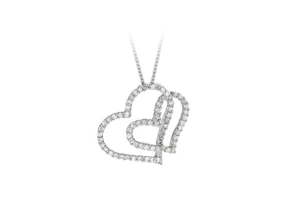 18ct White Gold 0.50ct Interlocked Heart Necklace