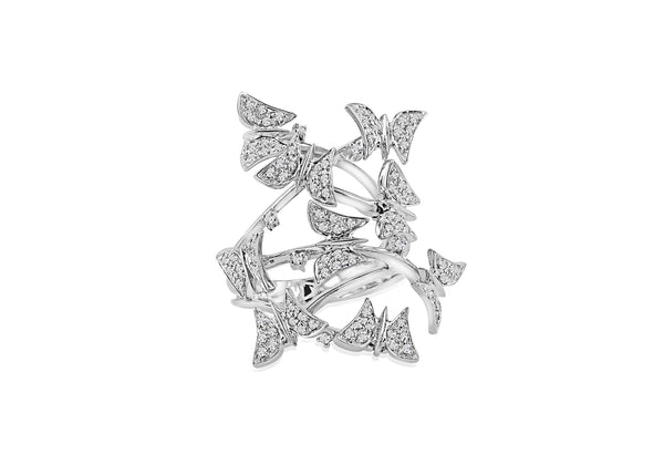 18ct White Gold 0.51ct Diamond Moving Butterfly Swathe Ring