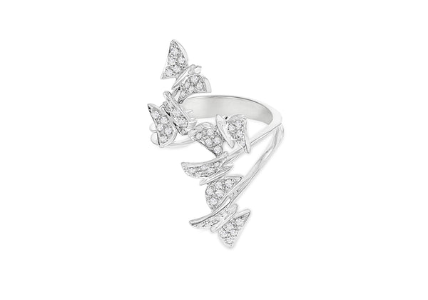 18ct White Gold 0.27ct Diamond Moving Butterfly Swathe Ring