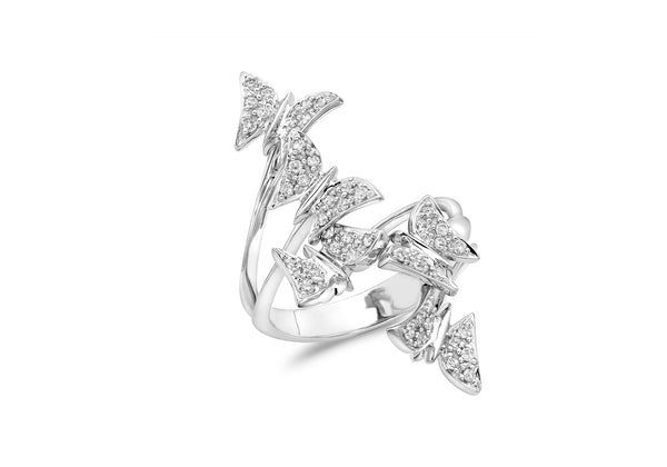 18ct White Gold 0.27ct Diamond Moving Butterfly Swathe Ring