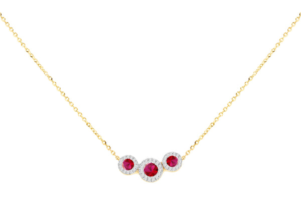 9ct Yellow Gold Ruby and Diamond Trilogy Pendant