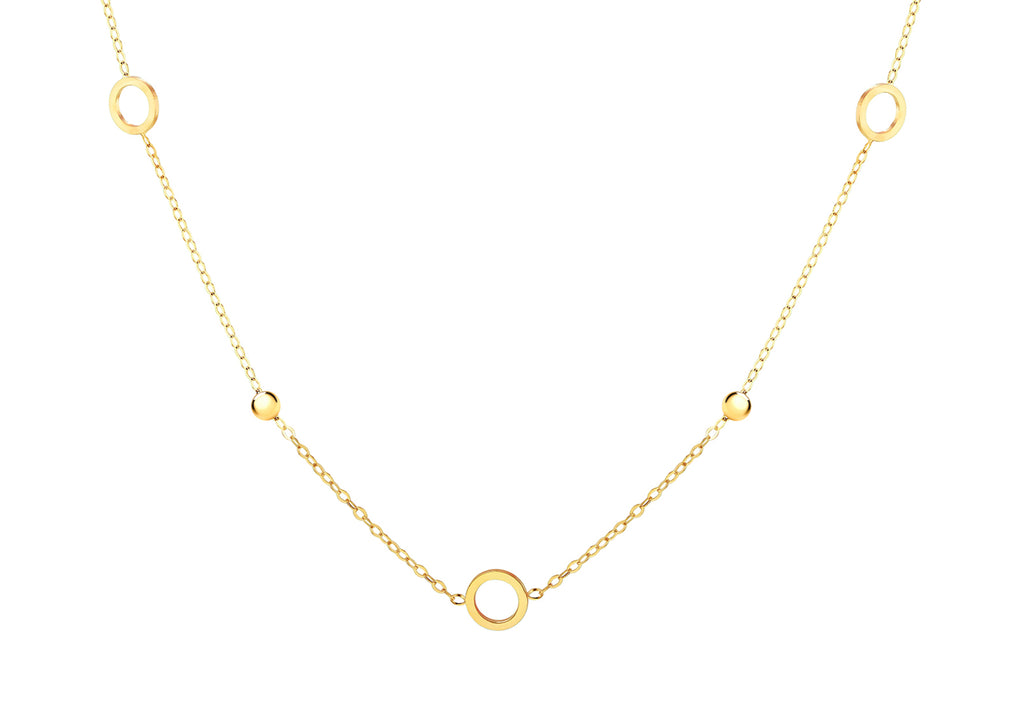 9ct Yellow Gold Bead Ring Necklace Chain