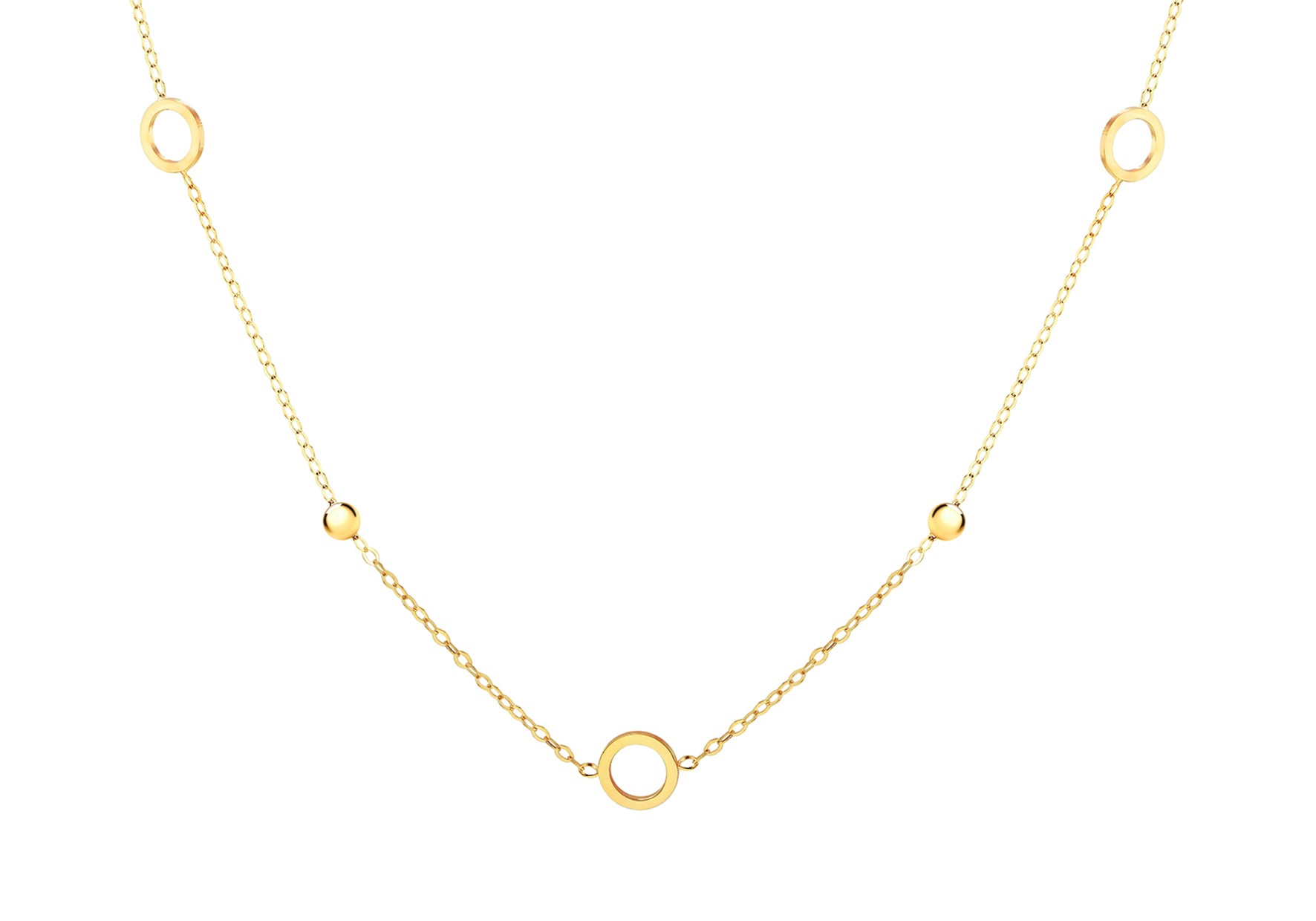 9ct Yellow Gold Bead Ring Necklace Chain