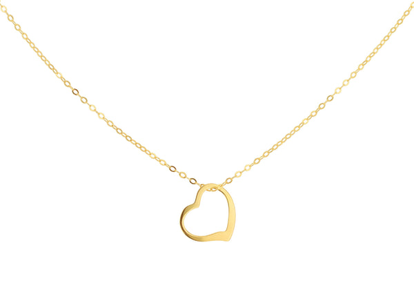 9ct Yellow Gold Open Heart Pendant Necklace