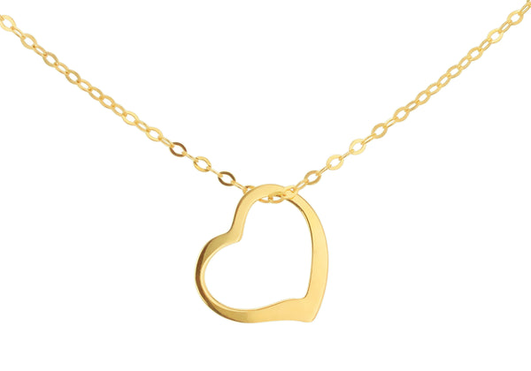 9ct Yellow Gold Open Heart Pendant Necklace