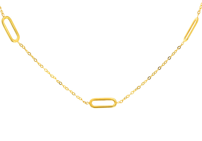9ct Yellow Gold Paper Clip Adjustable Chain