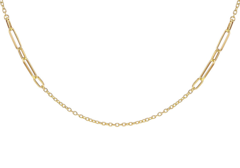 9ct Yellow Gold Open Links Station Necklace