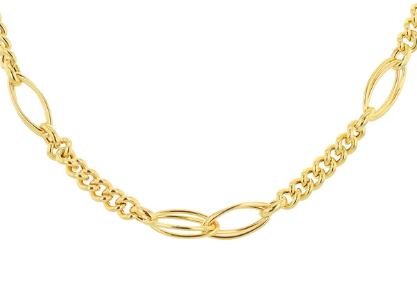 9ct Yellow Gold Fancy Curb Double Oval Links Necklace