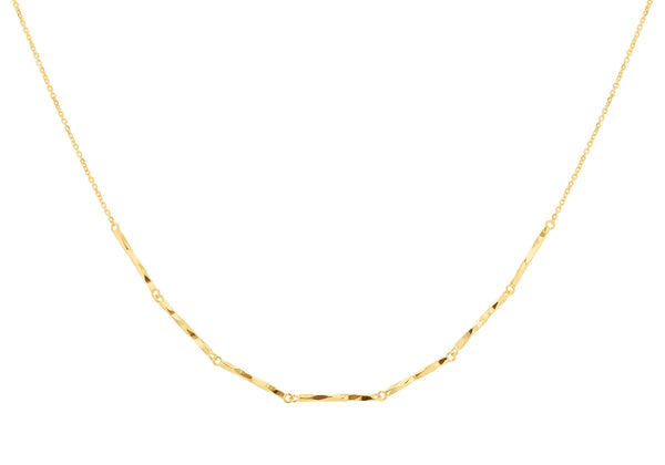 9ct Yellow Gold Diamond Cut Bar Necklace Chain
