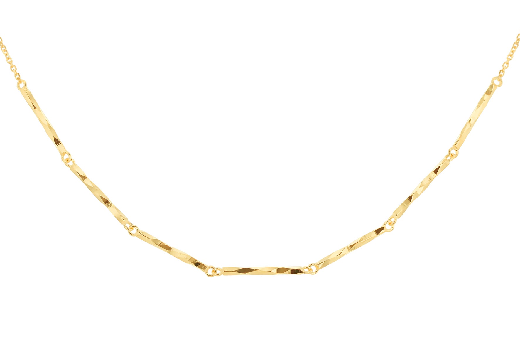 9ct Yellow Gold Diamond Cut Bar Necklace Chain