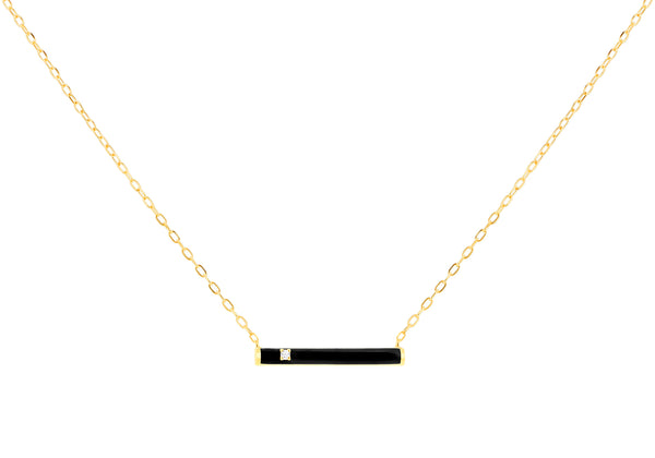 9ct Yellow Gold 0.01ct Diamond Bar Necklace