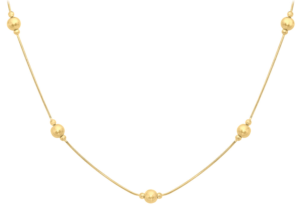 9ct Yellow Gold Ball Octagonal Snake Chain Necklace