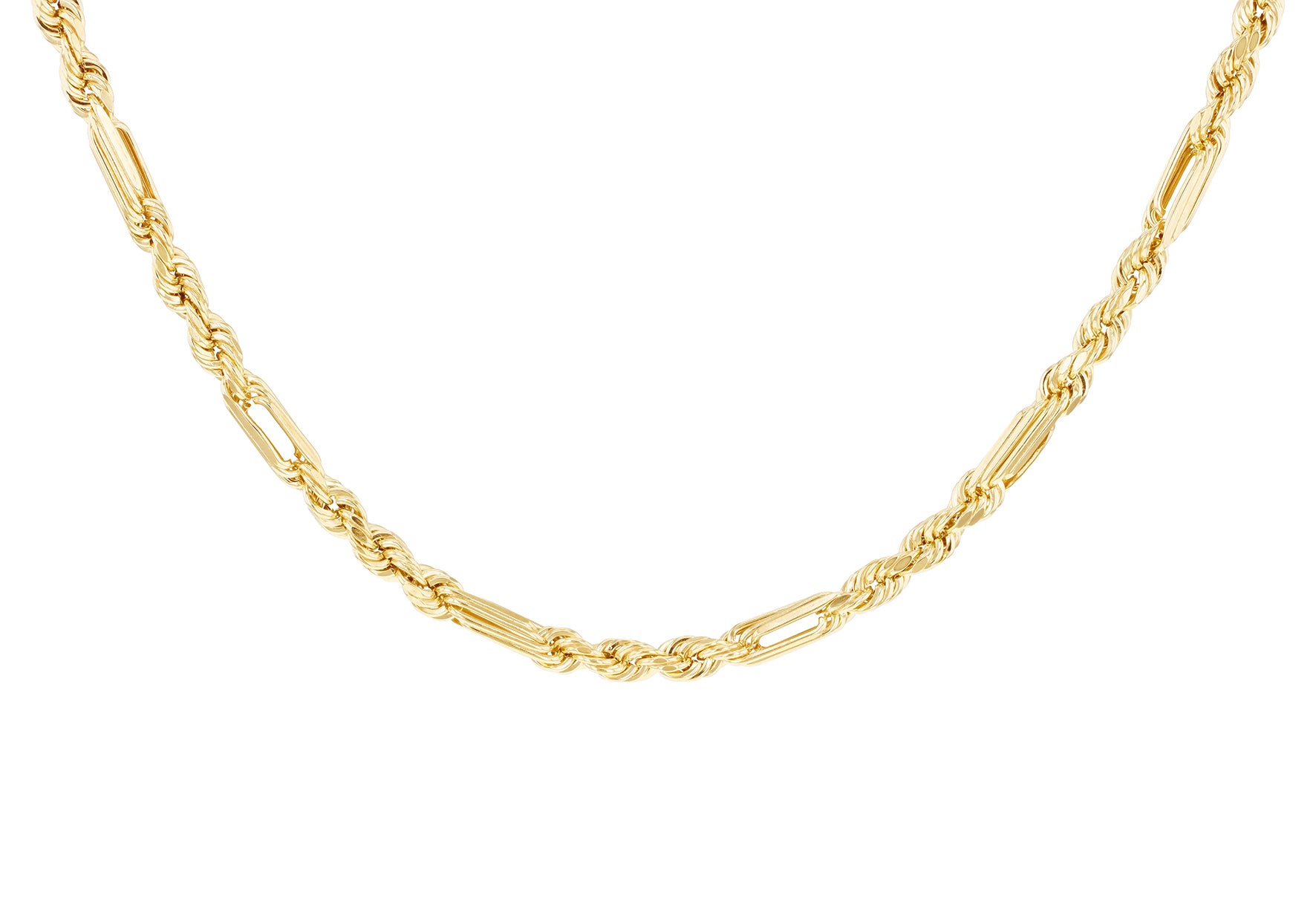 9ct Yellow Gold Diamond Cut Figaro Rope Chain