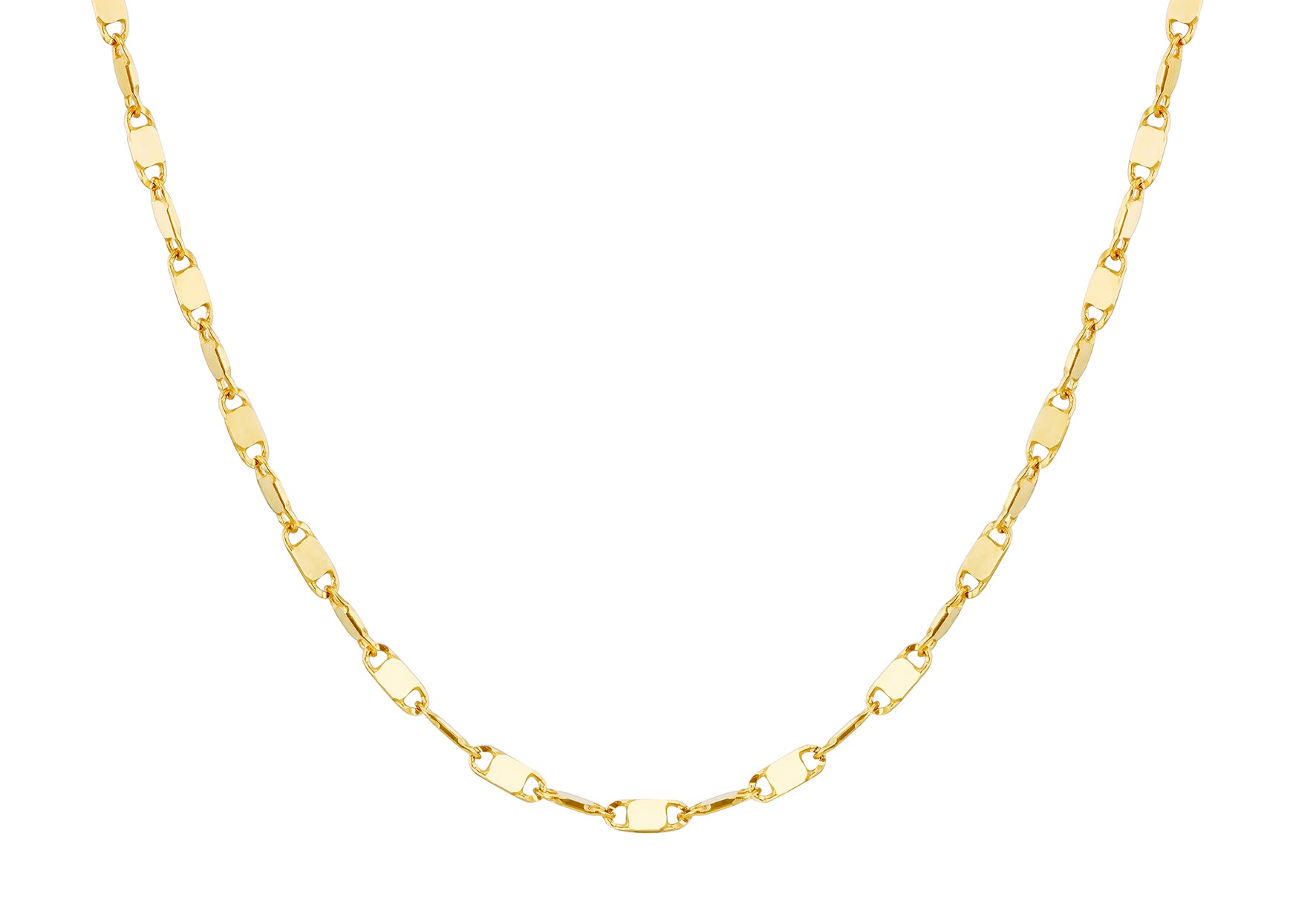 9ct Yellow Gold Sparkle Flat Link Necklace