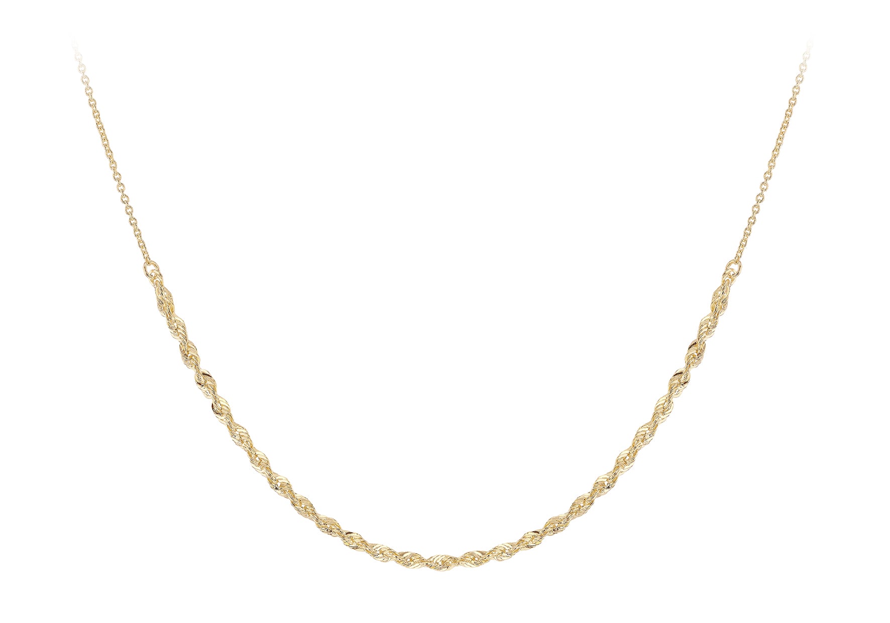 9ct Yellow Gold Rope Trace Adjustable Chain