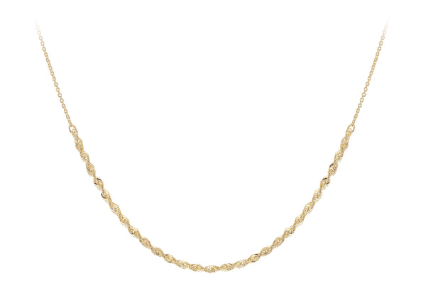 9ct Yellow Gold Rope Trace Adjustable Chain