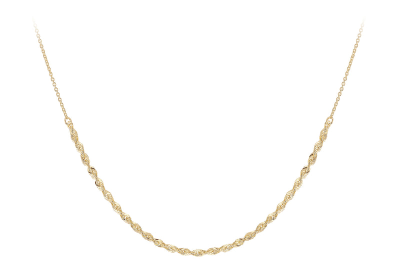 9ct Yellow Gold Rope Trace Adjustable Chain