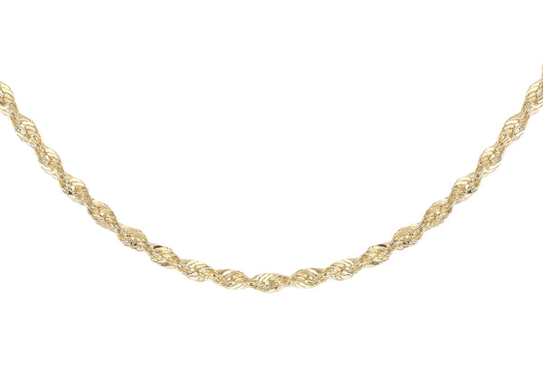 9ct Yellow Gold Rope Trace Adjustable Chain