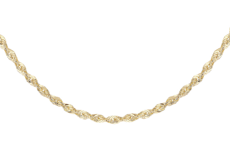 9ct Yellow Gold Rope Trace Adjustable Chain