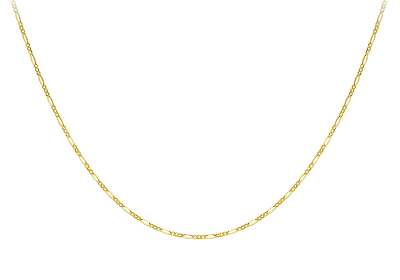 9ct Yellow Gold Diamond Cut Figaro Chain