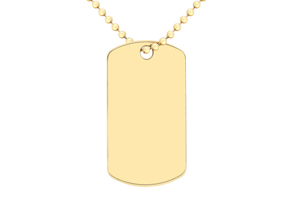 9ct Yellow Gold Dog Tag Ball Chain Necklace