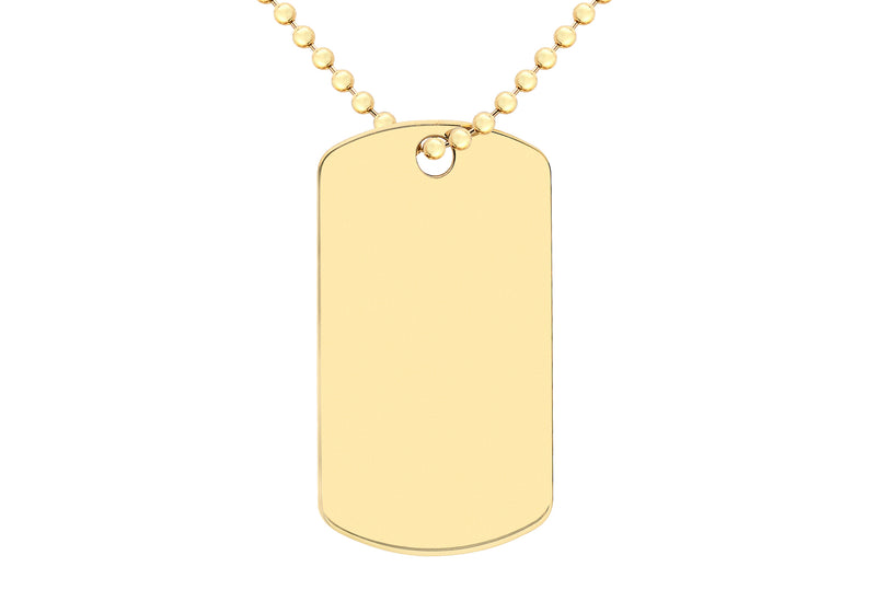 9ct Yellow Gold Dog Tag Ball Chain Necklace