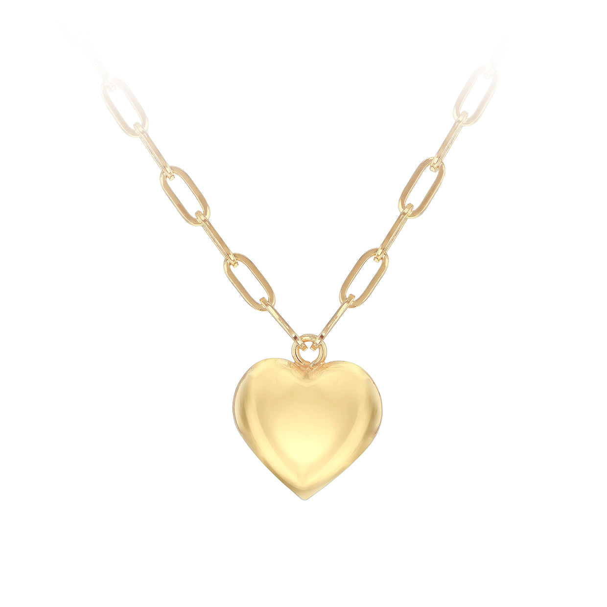 9ct Yellow Gold Puffed Heart Adjustable Paper Chain Necklace