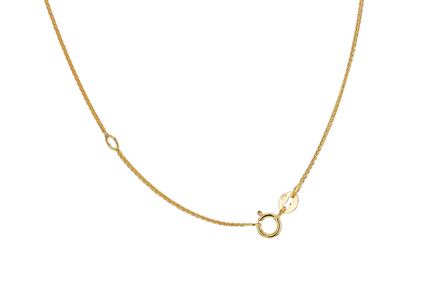 9ct Yellow Gold White Zirconia Brushed Disc Spiga Chain Adjustable Necklace